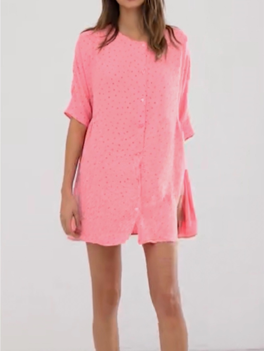 Monki dot print mini smock dress in pink
